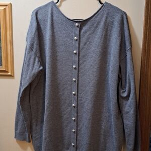 CHARLIE B Gray Button-Front Sweater